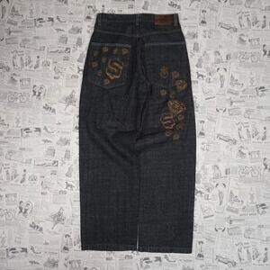 30 - Vintage Y2K knobetta embroider 2000s baggy denim pants